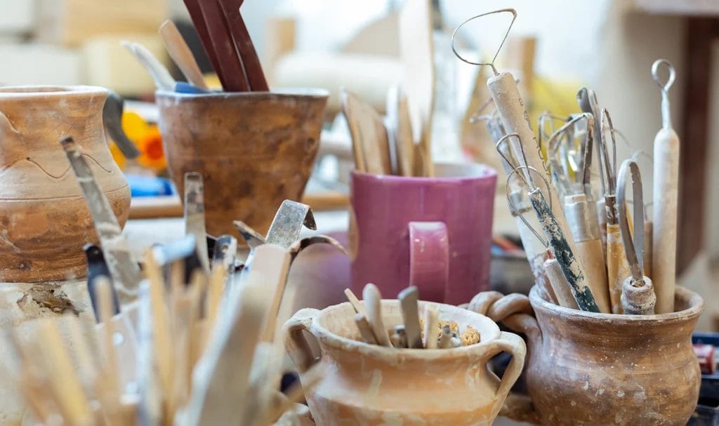 Pottery tools for carving and creating new figures.