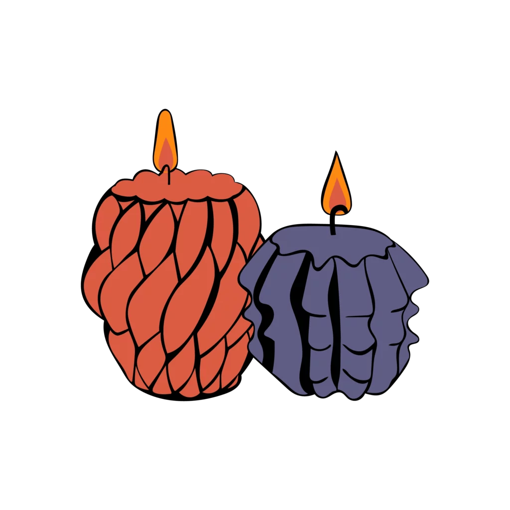 Two colorful candles illustration