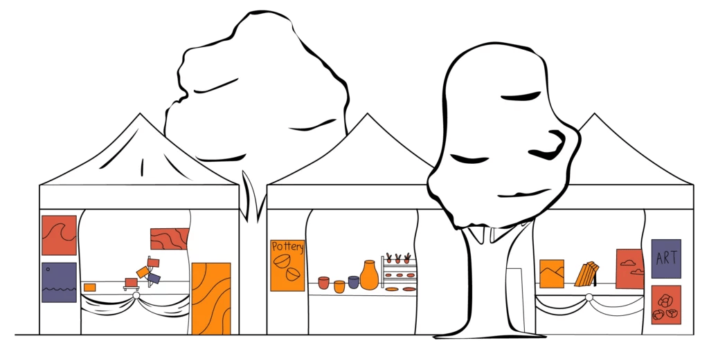 Vendor booths illustration
